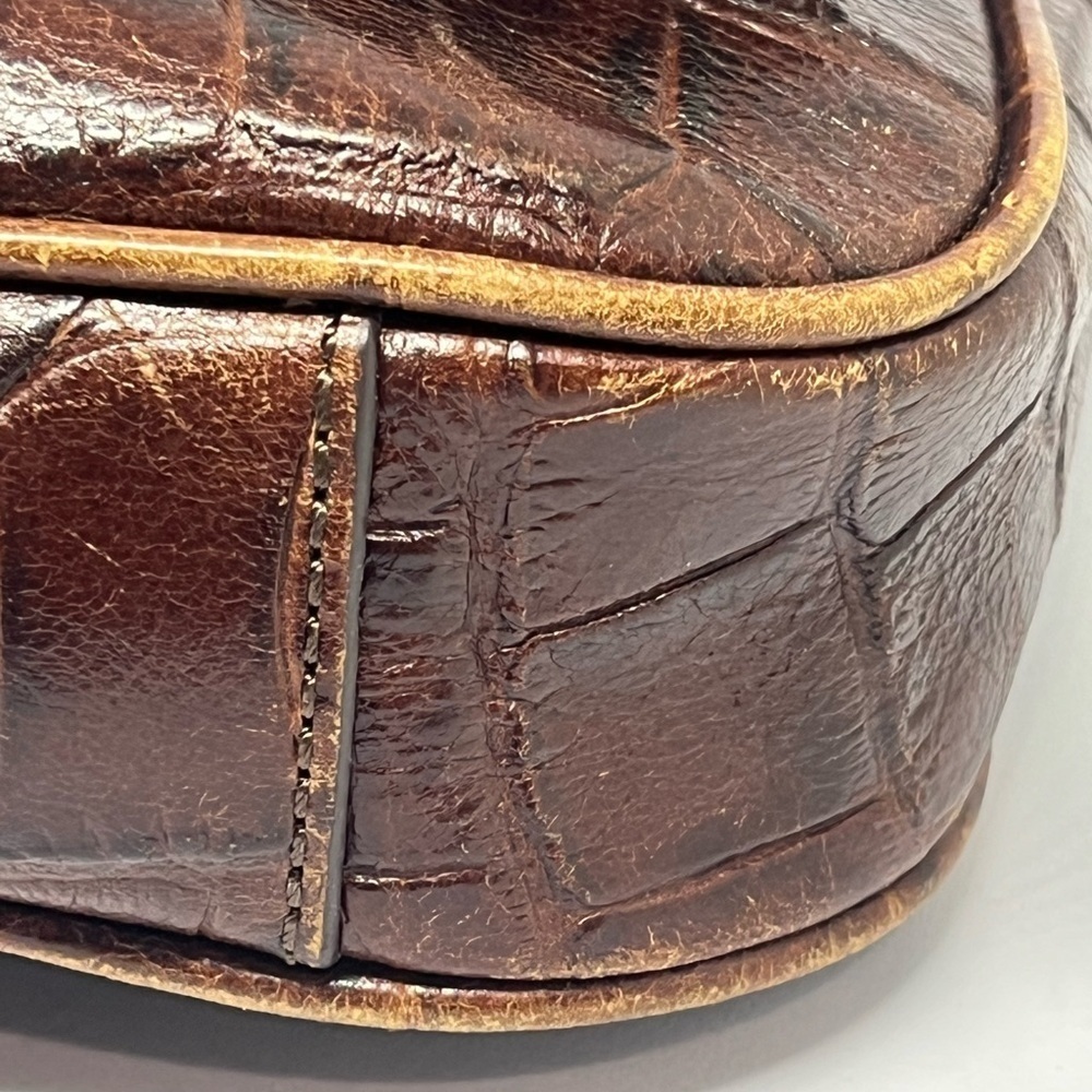 FOSSIL MEMOIR SMALL FLAP Brown Croc-Embossed Leather CROSSBODY BAG. - Picture 7 of 9